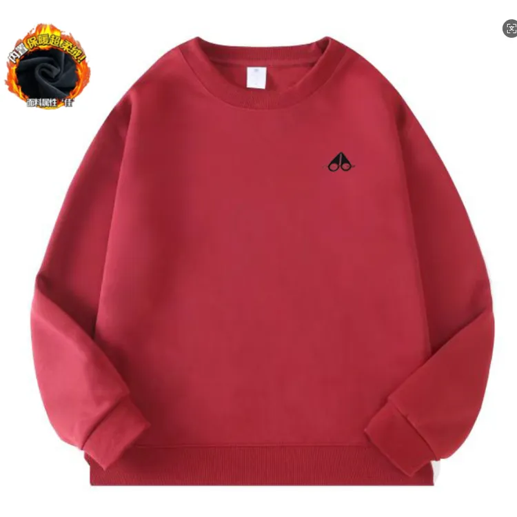 【刺绣剪刀】意大利外贸红色加绒卫衣圆领品牌高端长袖超柔绒WY88