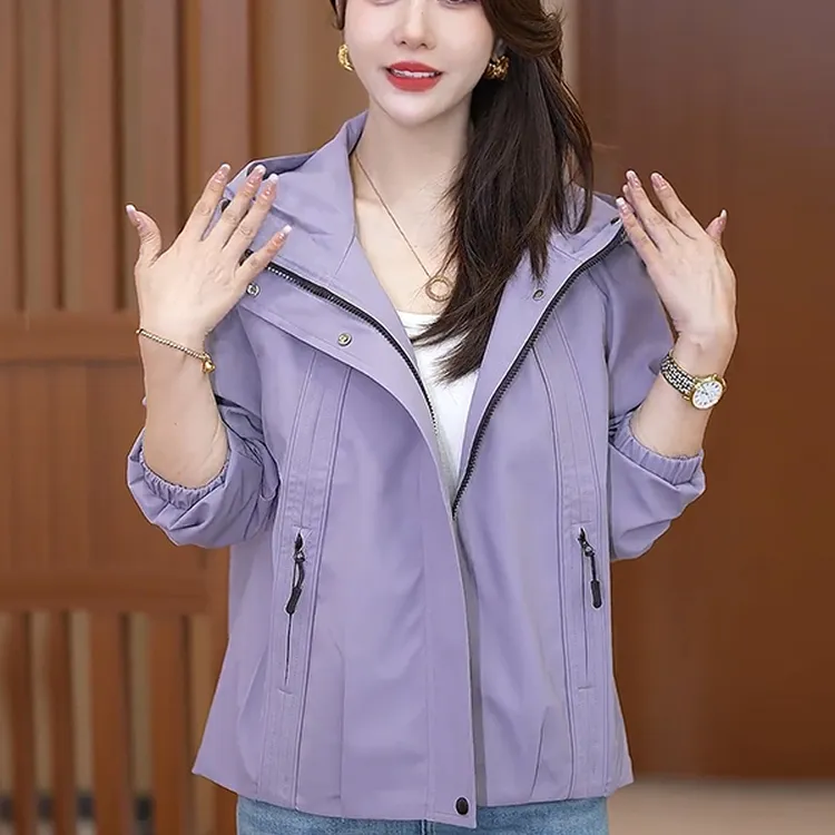 时尚韩版连帽短款外套女2025秋冬新款洋气宽松小众减龄休闲冲锋衣