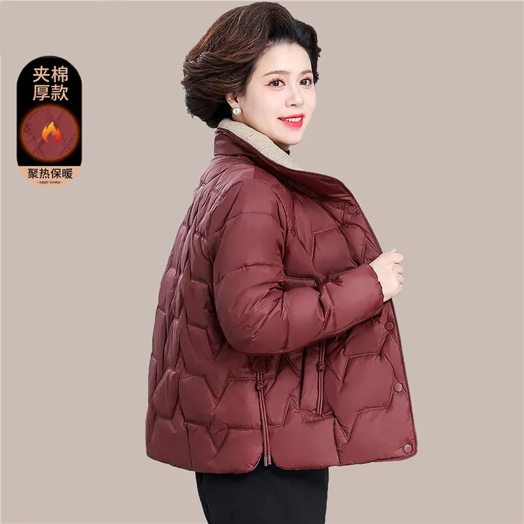妈妈冬装棉服短款洋气中老年女秋冬外套小个子棉衣50多岁外套