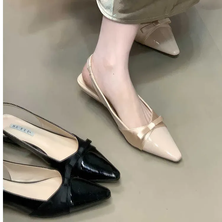 MKK 2025新款外穿夏法式气质包头凉鞋女拼接蝴蝶结通勤女鞋