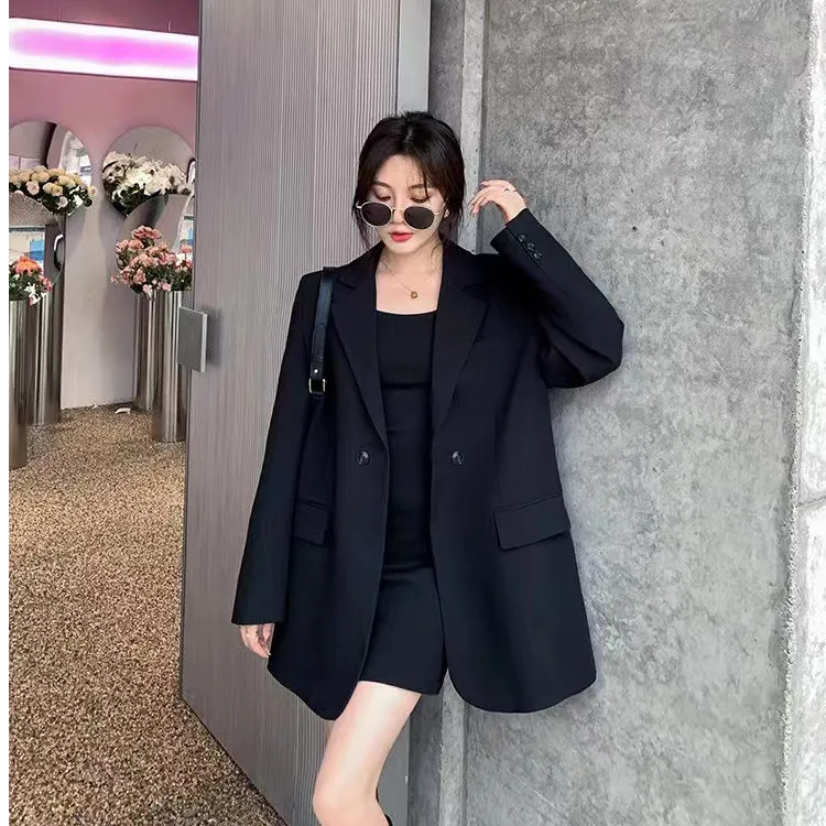 2024春秋新款西装外套女小众设计感韩版后开叉休闲宽松小西服女款