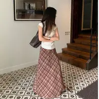 5158号15255#百搭气质格纹半身裙