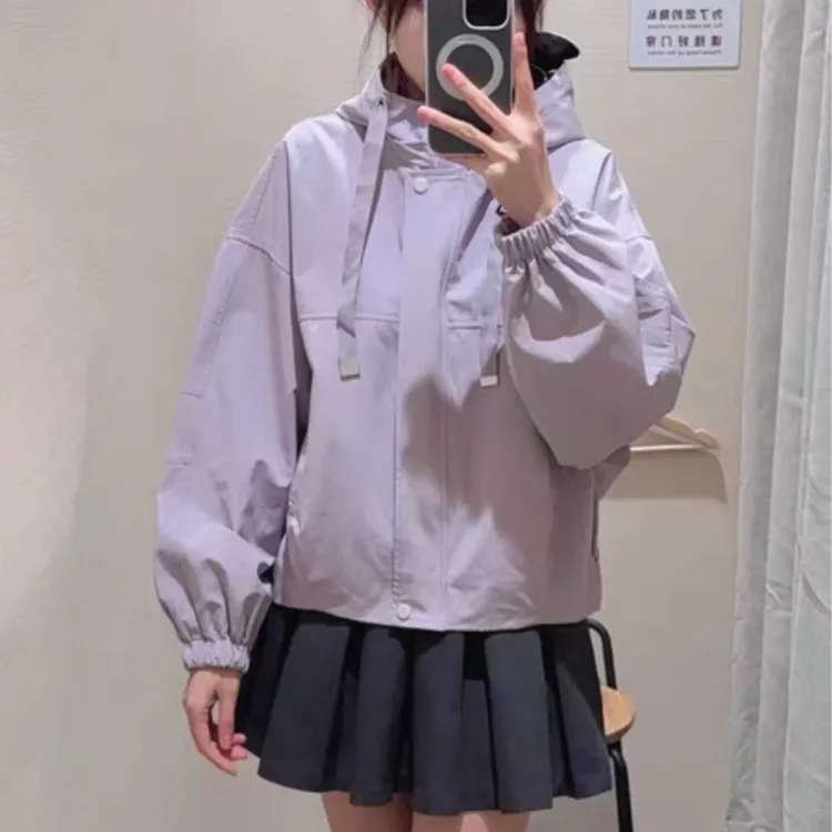 2025春秋季学院风短款纯色薄款女短外套时尚宽松设计感日系