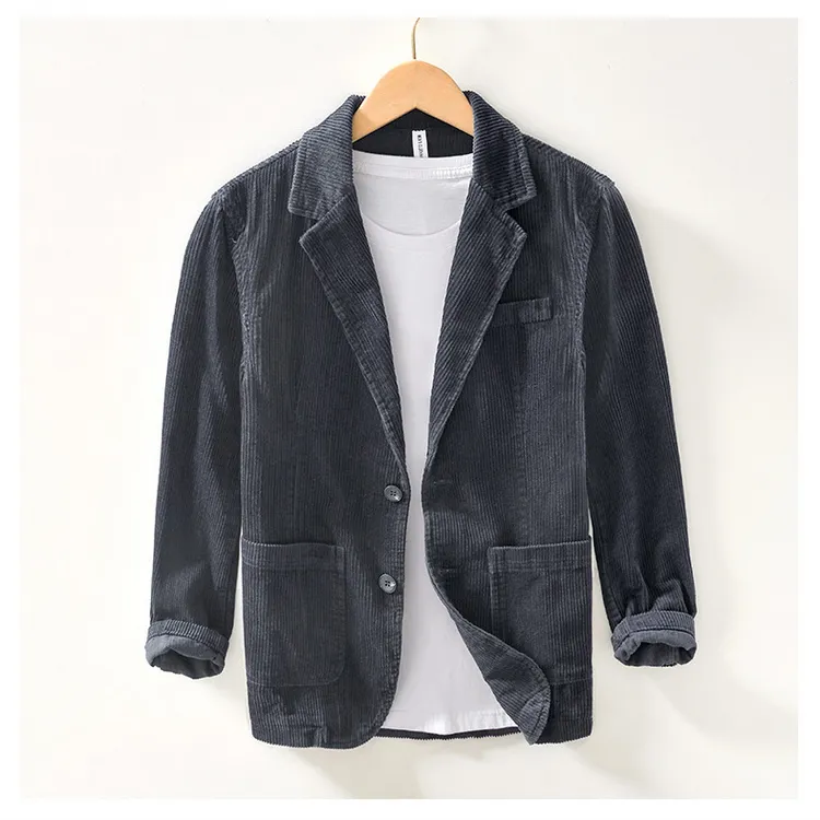 纯棉灯芯绒韩版西服外套休闲新款宽松小西装薄款胶皮春秋小西服