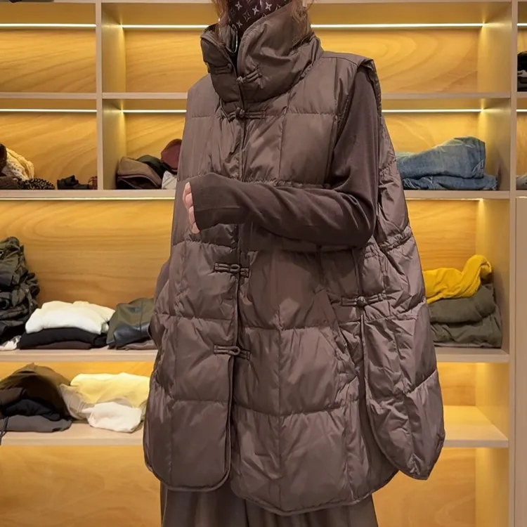 1302冬款国风盘扣立领羽绒马甲外套
