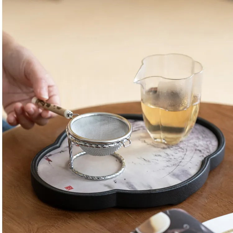 挚礼记茶漏套组紫竹节柄不锈钢茶滤茶漏叶过滤泡茶器茶道零配件