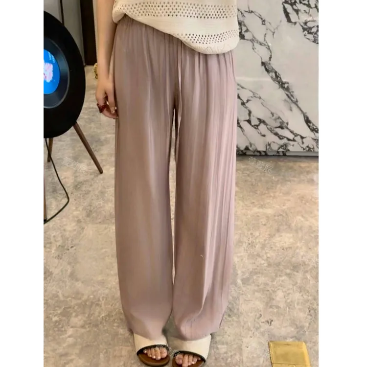 设计感时尚老钱风裤子女款夏季薄款高腰休闲裤舒适垂感拖地裤