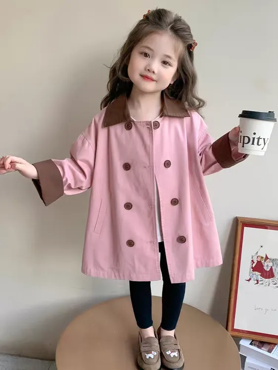 女童风衣外套2025秋季新款儿童洋气时髦女小童女宝宝中长款上衣潮