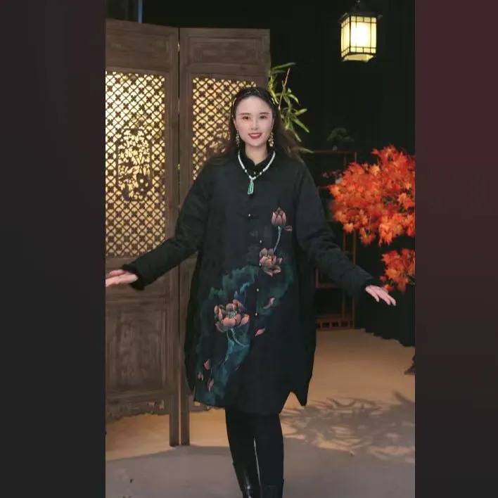 【墨荷】新款中国风时尚气质显瘦减龄百搭香云纱棉服