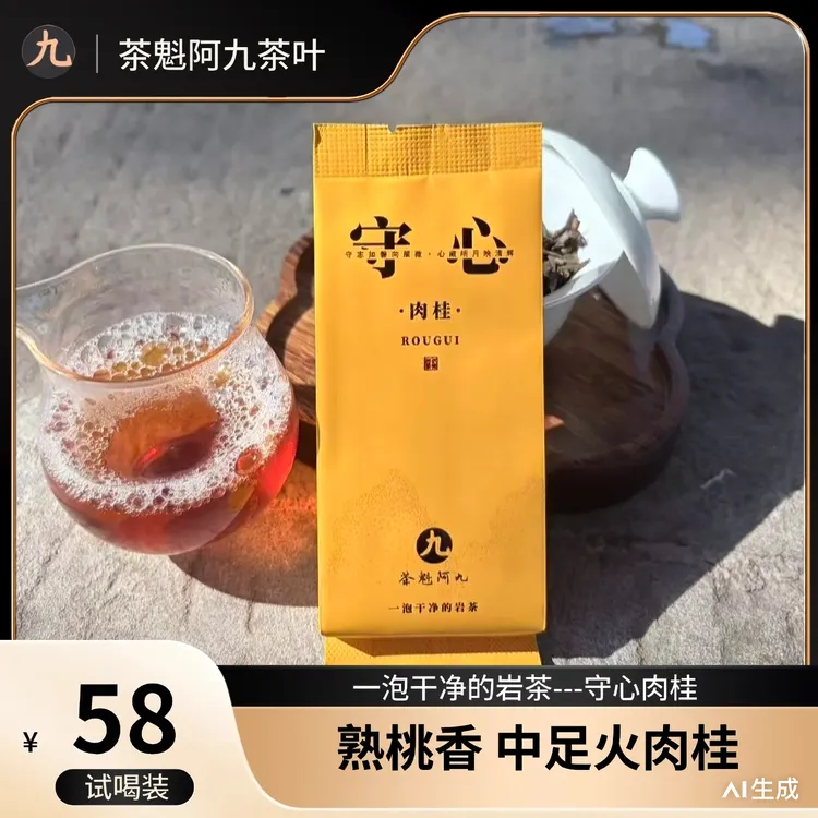 【守心肉桂 茶魁阿九】熟桃香果味明显武夷岩茶肉桂大红袍 8.3g/6泡