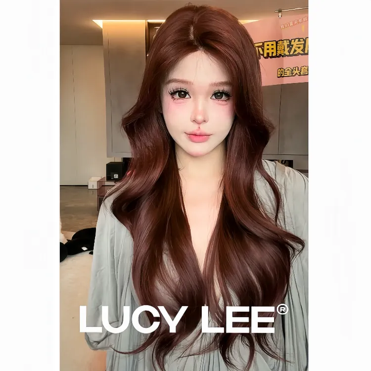 LUCYLEE【不用修剪的假发-日落玫瑰】精修树莓红棕大波浪假发