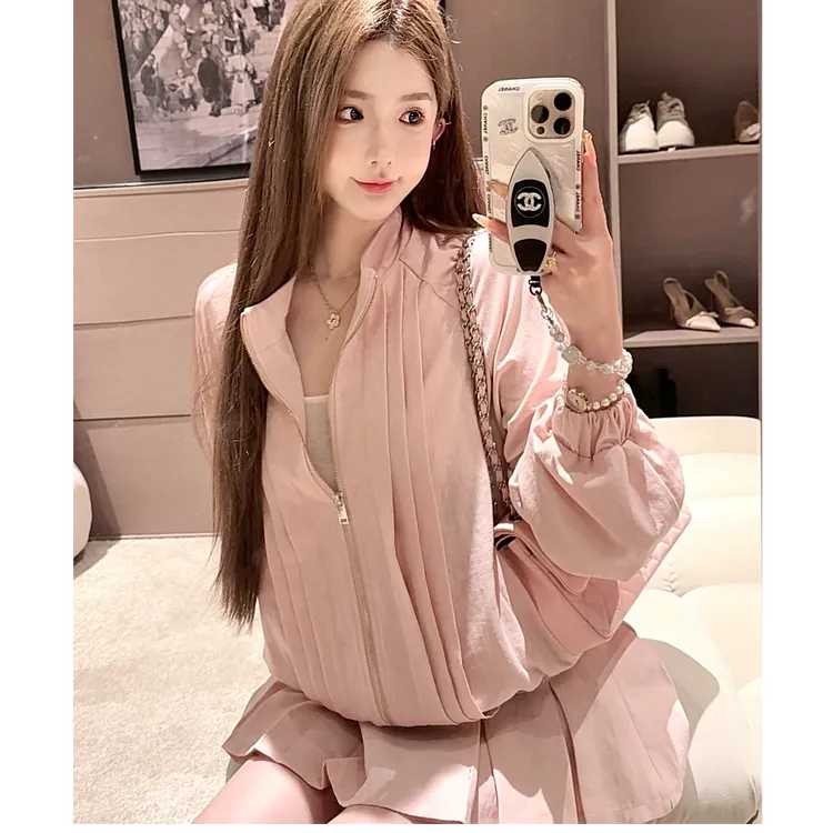 GUIDI GUDI【粉色云溪】时尚陈长袖外套半裙套装/黄加蓝