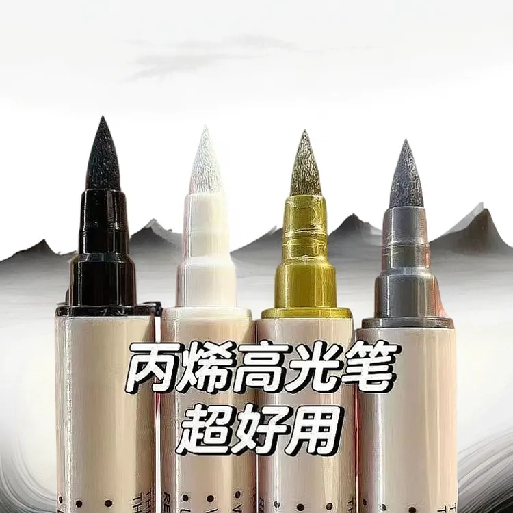 软头丙稀马克笔白色高光笔双头绘画涂鸦防水DIY不掉色黑卡专用