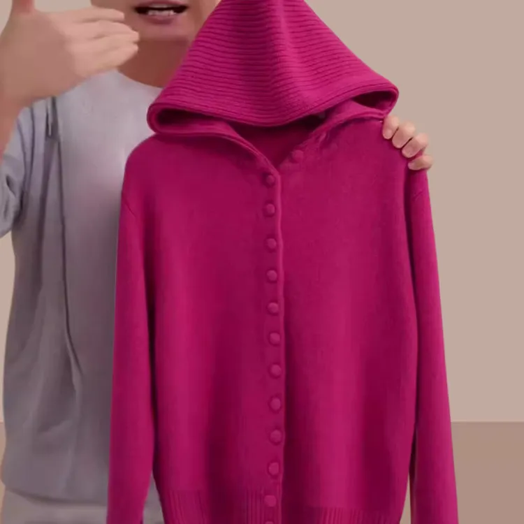 休闲加厚保暖衣服时尚好看的卫衣2025新款洋气上档次玫红色针织衫