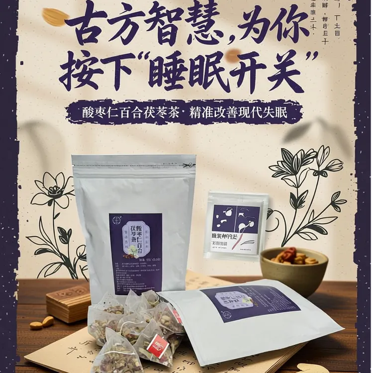 竹本正酸枣仁茯苓百合茶真材实料清润回甘安助神眠养生茶