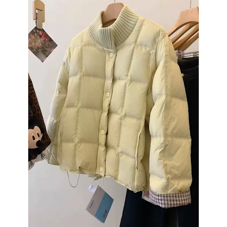 高级感针织立领棉服女2025冬季新款韩系宽松加厚保暖棉衣加厚外套