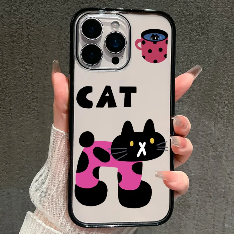 【AI键保护】字母波点猫咪适用苹果16promax手机壳iphone15新款14