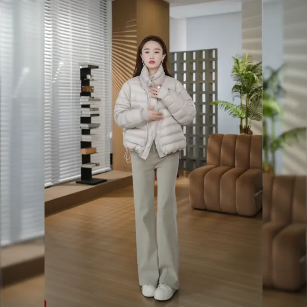 HELA AOMI “原单排骨羽绒”白鸭绒珠光感短款O型羽绒服CY5DM02595