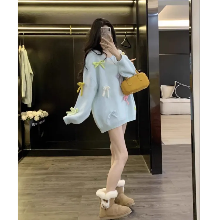 【现货】leathercat超好看毛衣女秋冬宽松甜美减龄奶fufu慵懒气质