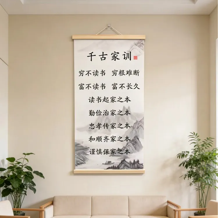 千古家训家规学生书房客厅字画励志书法实木油画布办公室挂画商品图