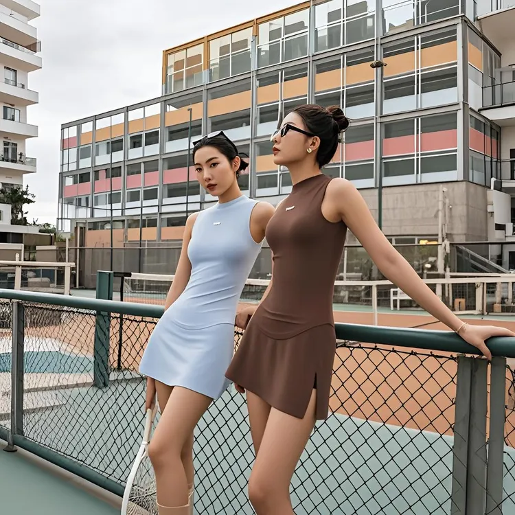 春夏新款科里芙时尚修身运动休闲健身背心瑜伽跑步短裙裤套装