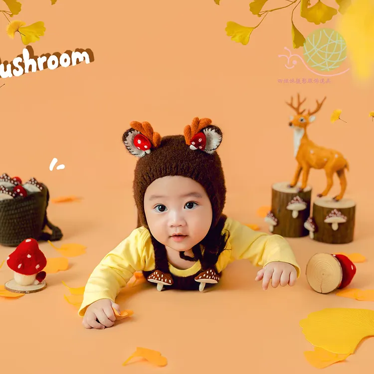 儿童摄影服装森林蘑菇主题宝宝百天拍照衣服道具影楼写真照艺术照