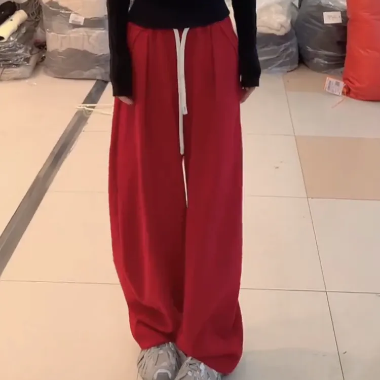 冬季加厚加绒休闲时尚百搭直筒高腰女休闲裤LK2508593