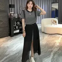626夏季新款潮流【两件套】新中式气质网纱半身裙两件套套装