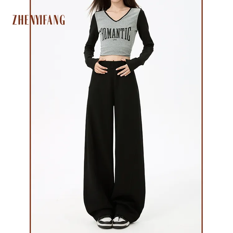 秋冬高腰百搭休闲窄版弯刀裤2025新款显瘦垂感宽松运动香蕉裤