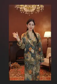 七七【青瓷】HH2025夏季爆款刻花工艺长款两件套可外穿家居服SMS