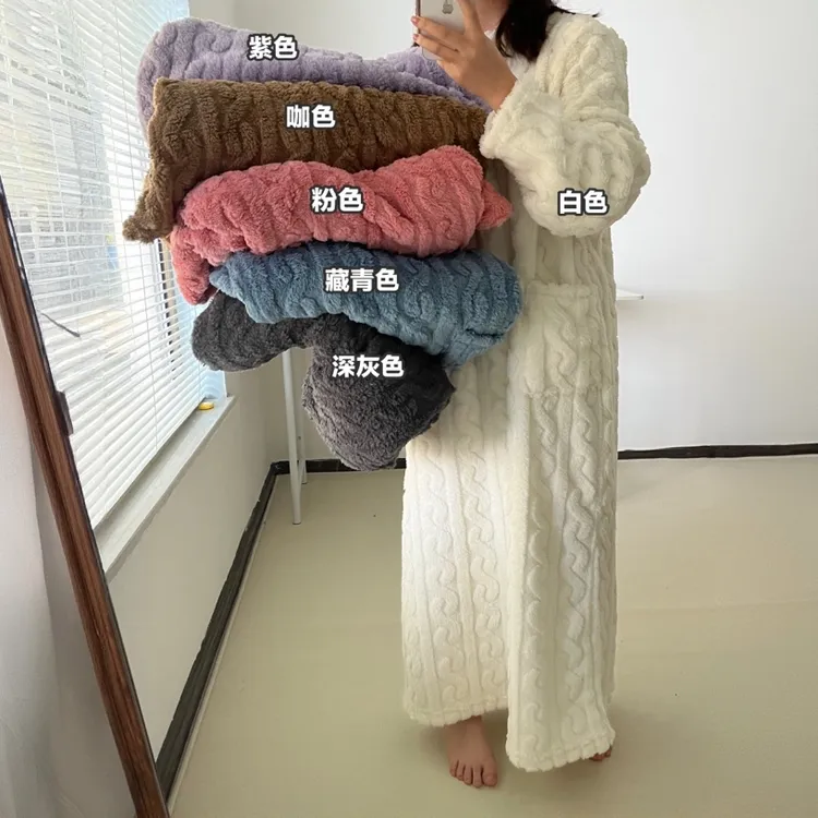 【原创】行走的大被子珊瑚绒长款睡袍秋冬厚睡衣家居服睡裙保暖宽松