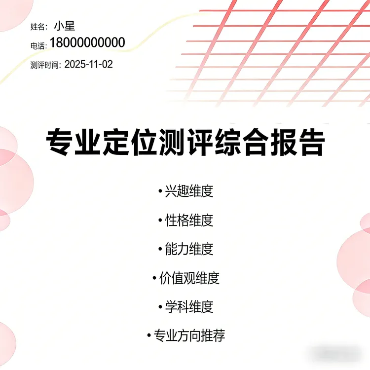 升学测评找准专业定位/五大维度测评/一对一专业解读