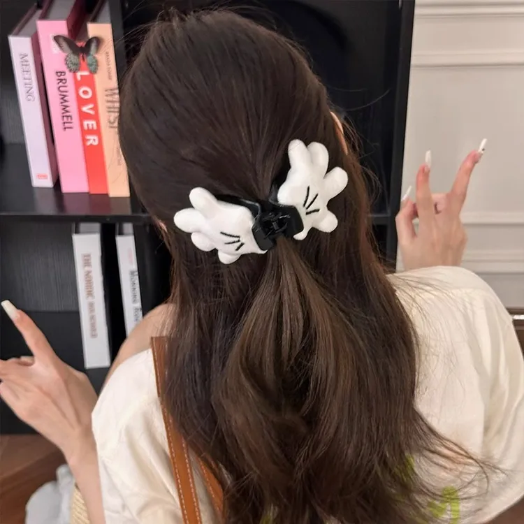 可爱卡通米奇手掌抓夹甜美少女发夹创意趣味后脑勺半扎发夹子发饰
