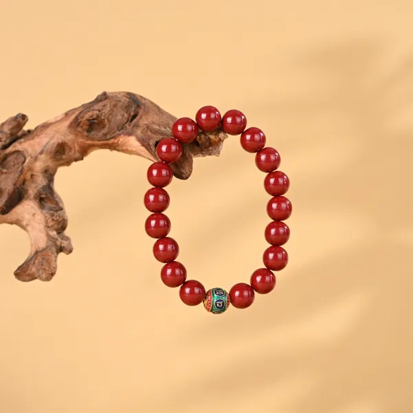 含辰砂工艺品朱砂1.0cm六字真言单圈手串/串-FZ11790TZYB