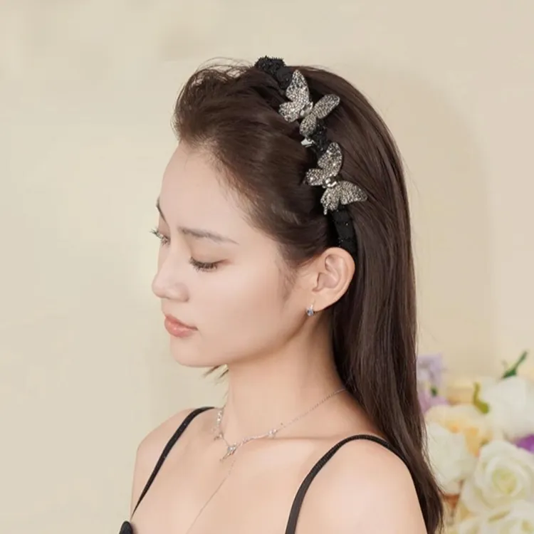 【星光蝴蝶】轻奢立体满钻蝴蝶超闪齿梳多功能发箍时尚少女风发箍女