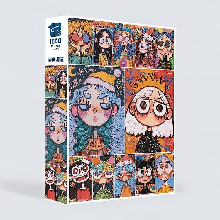 原创授权《怪女孩》1000片拼图涂鸦系列布纹布艺压纹礼盒装