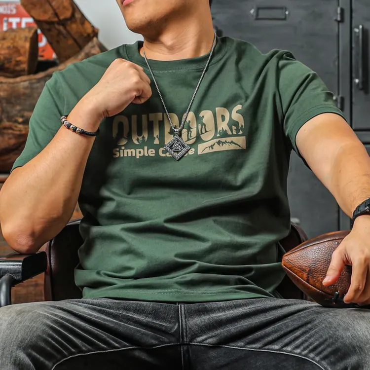 季言男士潮短袖t恤新款字母印花 美式复古圆领夏季半袖纯棉体恤