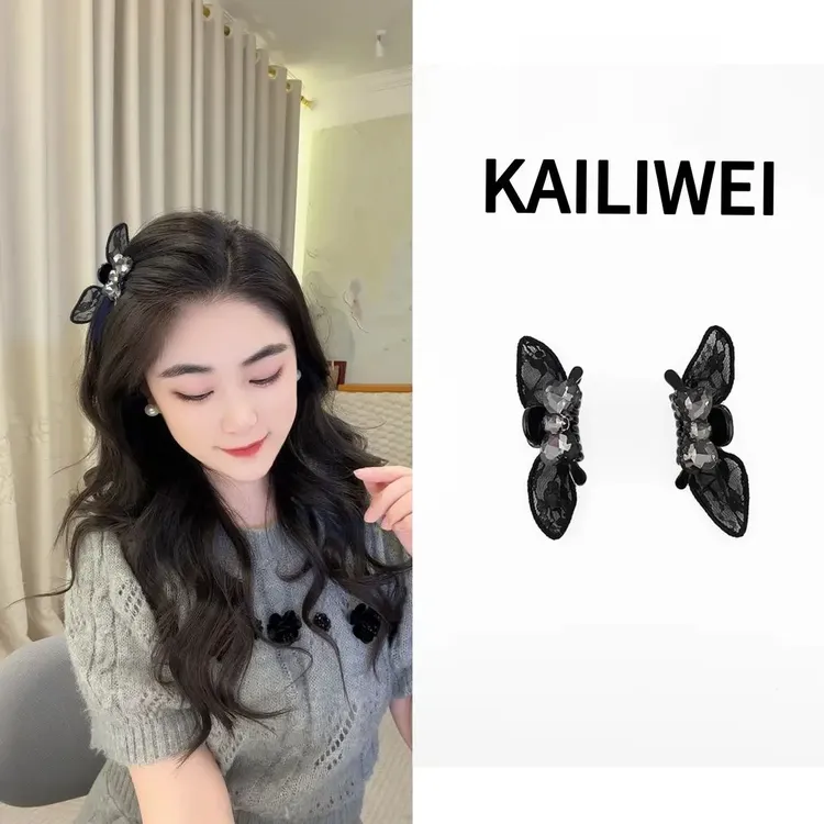 黑色精灵2026年新款ins刘海夹侧边夹抓夹蝴蝶结韩系气质可爱发夹商品图