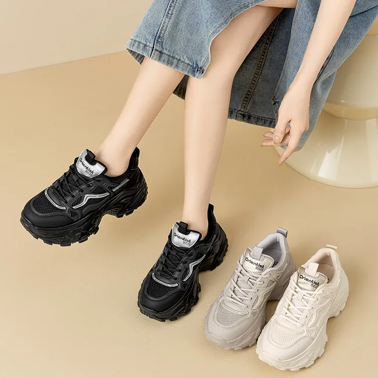 【7cm隐形增高】大东女鞋2025秋季厚底百搭老爹鞋休闲透气鞋子0353