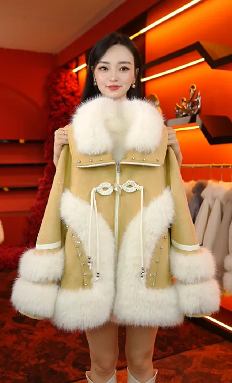 【9232】外套女2025新款环保毛毛外套拼接毛绒毛茸茸年轻款爆款大龙