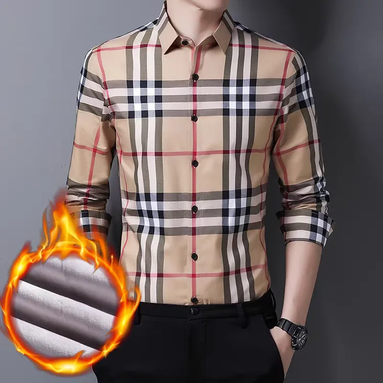 新款男士春秋冬加绒长袖经典格子衬衫条纹短袖衬衣夏季百搭寸上衣