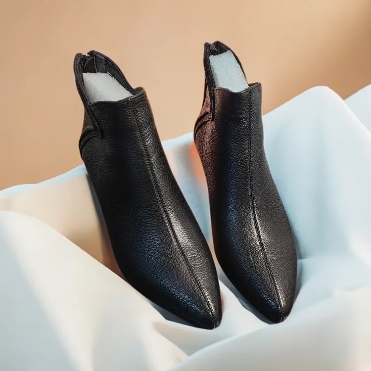 优质羊皮高品质（A级头层羊皮）柔软舒适细跟尖头时尚百搭休闲四季