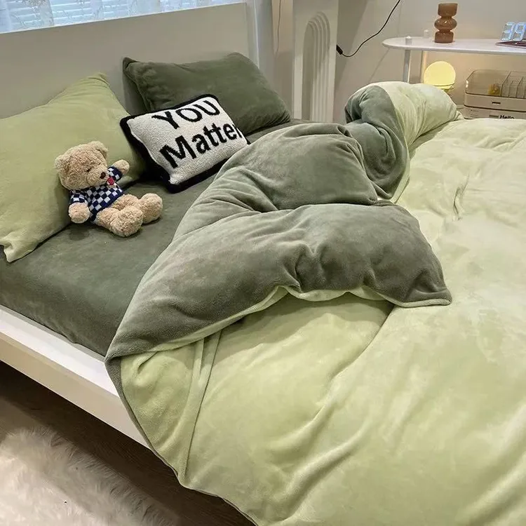 双面绒防寒床上加绒单被套牛奶绒双面绒加厚双面珊瑚绒被套单被罩