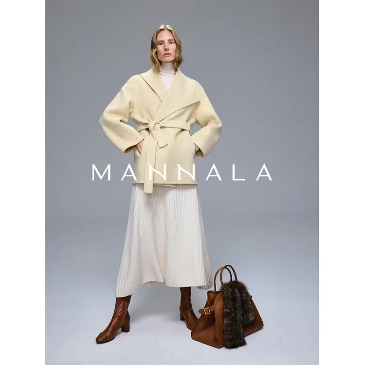 MANNALA丨“温妮大衣”绵羊毛贝贝羊驼极简中长款大衣 Q6364