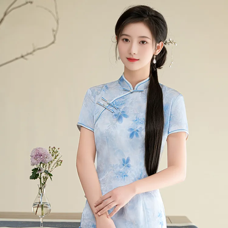 旗袍新款上新显瘦气质夏季修身日常中国风立领中式优雅立领印花