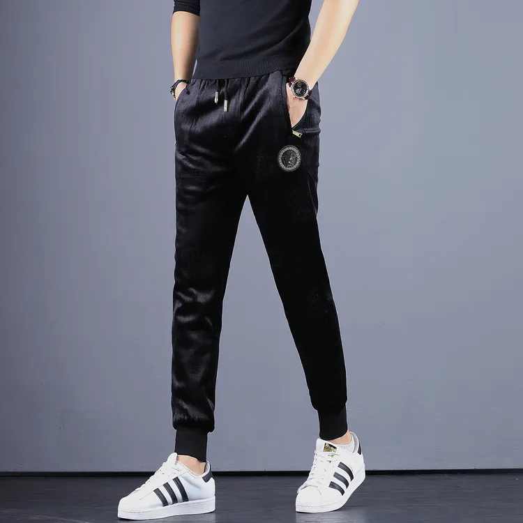 欧洲站休闲裤男潮流韩版修身束脚裤高级感帅气百搭时尚男运动裤