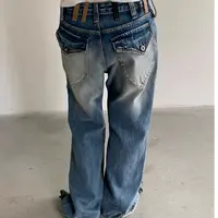 LILUSHOP【9.18 20:00新品】复古低腰牛仔裤秋季宽松百搭长裤
