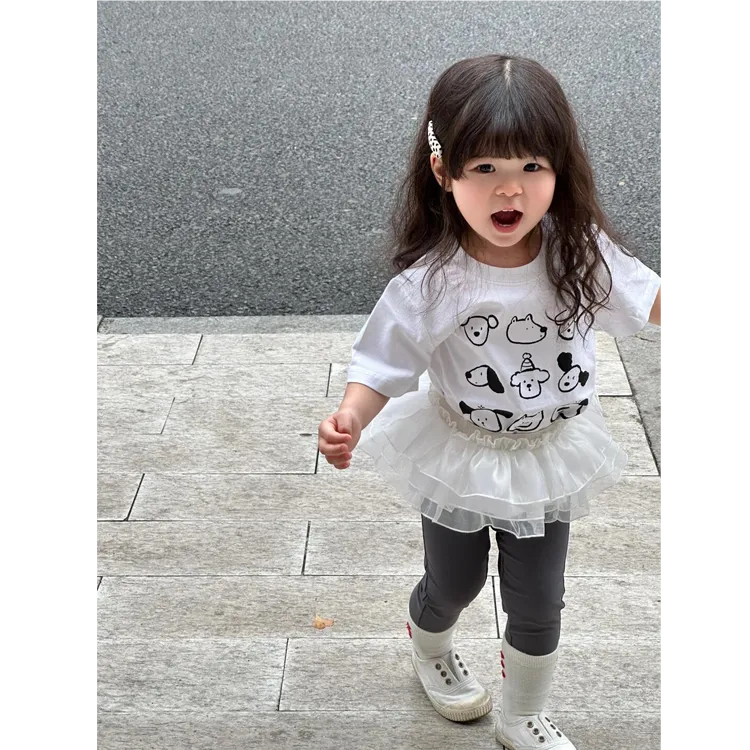 小惜亦女童春夏2025新款爆款黄色卡通外套印花短袖休闲裤休闲套装