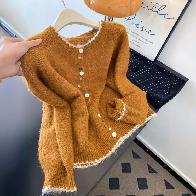 软糯糯毛衣开衫女2025秋冬新款彩色纽扣针织衫慵懒风高级感短外套