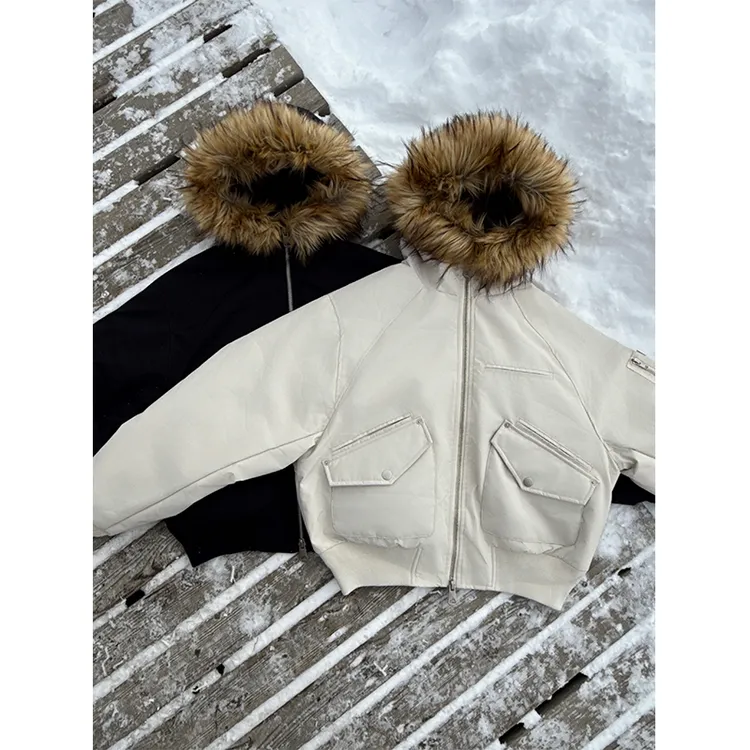 【EME】25FW 90白鸭绒毛领连帽户外空军夹克羽绒服 三防面料保暖